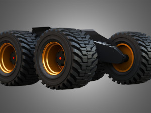 H21D Forestry Harvester Wheels and Tires with Suspension 3D Model