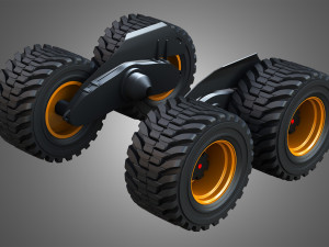 H21D Forestry Harvester Wheels and Tires with Suspension 3D Model