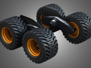 H21D Forestry Harvester Wheels and Tires with Suspension 3D Model