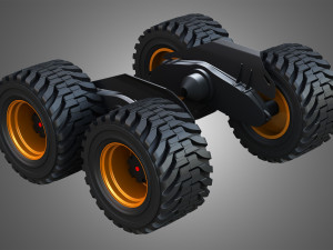 H21D Forestry Harvester Wheels and Tires with Suspension 3D Model
