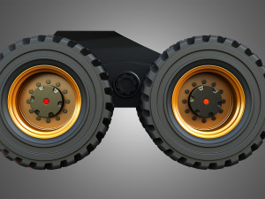 H21D Forestry Harvester Wheels and Tires with Suspension 3D Model