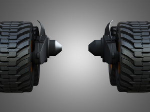 H21D Forestry Harvester Wheels and Tires with Suspension 3D Model