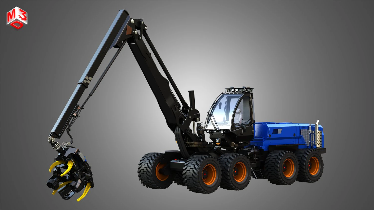 H21D Forestry Harvester 3D Model .c4d .max .obj .3ds .fbx .stl .blend