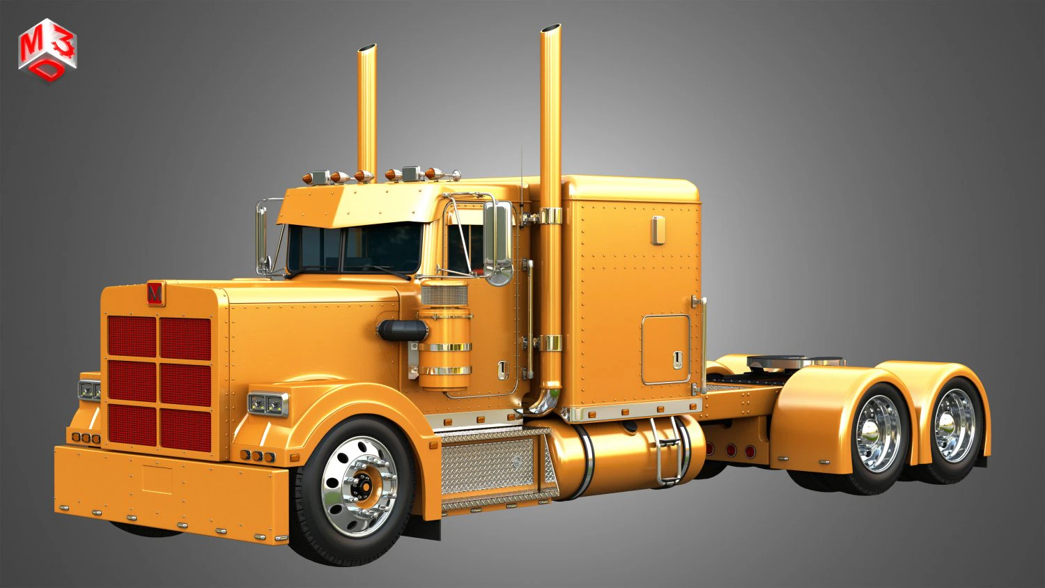 57P Semi Truck - Low Roof Sleeper Truck - Custom Version 3D Model .c4d .max .obj .3ds .fbx .stl .blend 