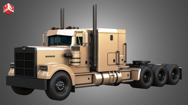 57P Semi Truck - Tri Axle Truck - Custom Version 3D Model .c4d .max .obj .3ds .fbx .stl .blend 