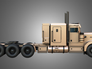 57P Semi Truck - Tri Axle Truck - Custom Version 3D Model
