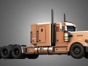57P Semi Truck - Tri Axle Truck - Custom Version 3D Model