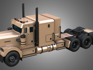 57P Semi Truck - Tri Axle Truck - Custom Version 3D Model