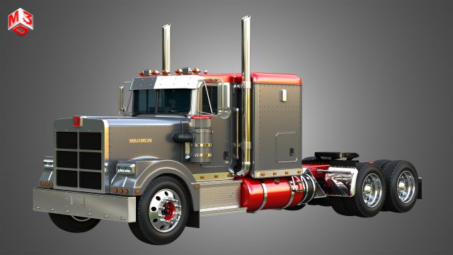 57P Semi Truck - Low Roof Sleeper Truck - Modified Version 3D Модель .c4d .max .obj .3ds .fbx .stl .blend 