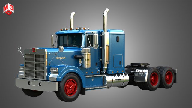 57P Semi Truck - Small Sleeper Truck - Vintage Version 3D Model .c4d .max .obj .3ds .fbx .stl .blend