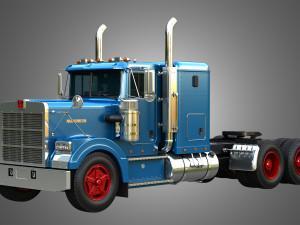 57P Semi Truck - Small Sleeper Truck - Vintage Version 3D Models