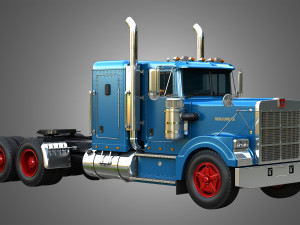57P Semi Truck - Small Sleeper Truck - Vintage Version 3D Model