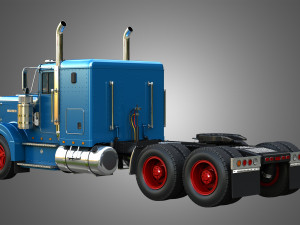 57P Semi Truck - Small Sleeper Truck - Vintage Version 3D Model
