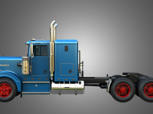 57P Semi Truck - Small Sleeper Truck - Vintage Version 3D Model