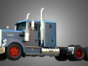 57P Semi Truck - Small Sleeper Truck - Vintage Version 3D Model