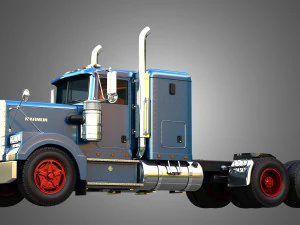 57P Semi Truck - Small Sleeper Truck - Vintage Version 3D Model