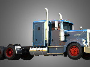 57P Semi Truck - Small Sleeper Truck - Vintage Version 3D Model