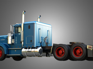 57P Semi Truck - Small Sleeper Truck - Vintage Version 3D Model