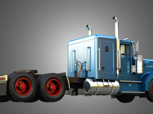 57P Semi Truck - Small Sleeper Truck - Vintage Version 3D Model