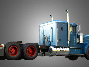 57P Semi Truck - Small Sleeper Truck - Vintage Version 3D Model