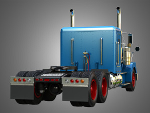 57P Semi Truck - Small Sleeper Truck - Vintage Version 3D Model
