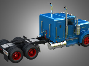 57P Semi Truck - Small Sleeper Truck - Vintage Version 3D Model