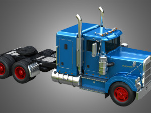57P Semi Truck - Small Sleeper Truck - Vintage Version 3D Model
