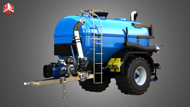 Zunhammer Liquid Manure Transport Trailer - Single Axle 3D 模型 .c4d .max .obj .3ds .fbx .stl .blend 