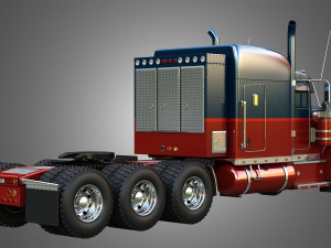 57P Semi Truck - Ultra Cab Sleeper Truck - Tri Axle Modelo 3D