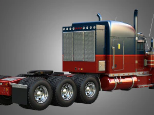 57P Semi Truck - Ultra Cab Sleeper Truck - Tri Axle 3D Model