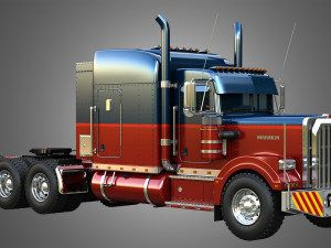 57P Semi Truck - Ultra Cab Sleeper Truck - Tri Axle Modelo 3D