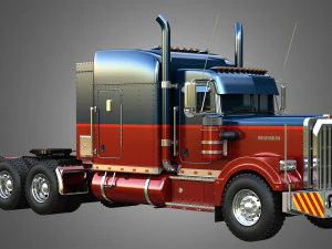 57P Semi Truck - Ultra Cab Sleeper Truck - Tri Axle 3D Model