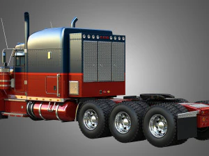 57P Semi Truck - Ultra Cab Sleeper Truck - Tri Axle 3D Model