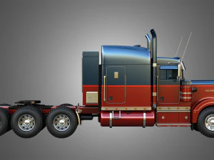 57P Semi Truck - Ultra Cab Sleeper Truck - Tri Axle 3D Model
