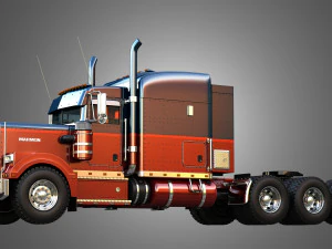 57P Semi Truck - Ultra Cab Sleeper Truck - Tri Axle 3D Model
