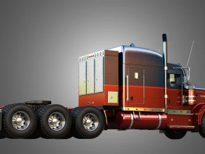 57P Semi Truck - Ultra Cab Sleeper Truck - Tri Axle 3D Model