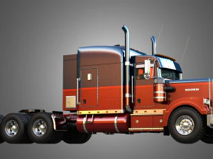 57P Semi Truck - Ultra Cab Sleeper Truck - Tri Axle 3D Model
