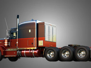 57P Semi Truck - Ultra Cab Sleeper Truck - Tri Axle 3D Model