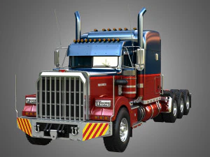 57P Semi Truck - Ultra Cab Sleeper Truck - Tri Axle 3D Model