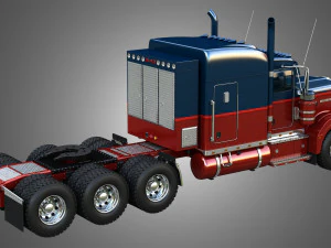 57P Semi Truck - Ultra Cab Sleeper Truck - Tri Axle 3D Model