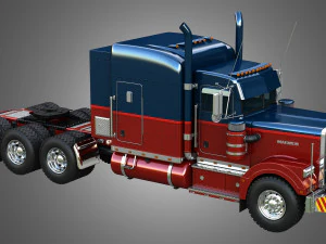 57P Semi Truck - Ultra Cab Sleeper Truck - Tri Axle 3D Model