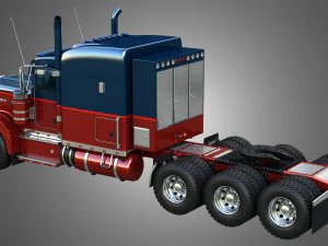 57P Semi Truck - Ultra Cab Sleeper Truck - Tri Axle 3D Model