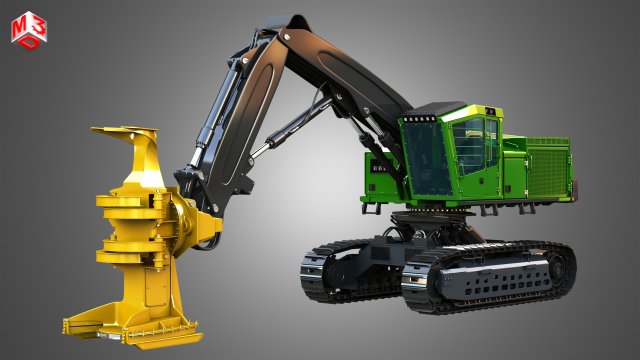 JD - 959MH Tracked Feller Buncher 3D मॉडल .c4d .max .obj .3ds .fbx .stl .blend 