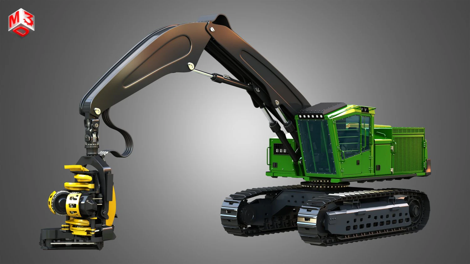 JD - 953MH Tracked Harvester 3D Model .c4d .max .obj .3ds .fbx .stl .blend