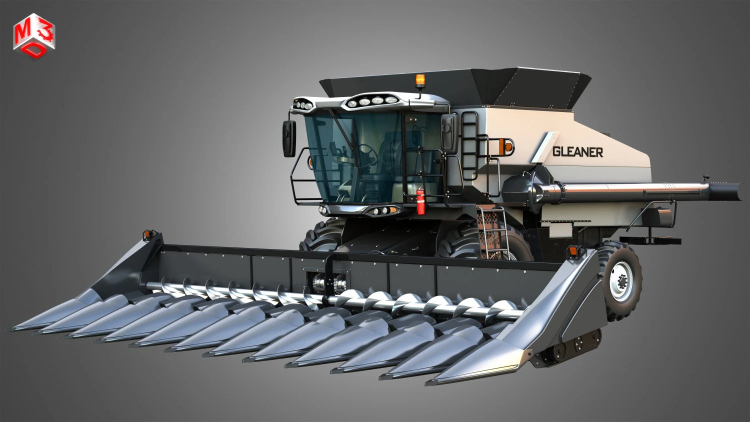 S96 Combine with Corn Harvester Head 3D Model .c4d .max .obj .3ds .fbx .stl .blend