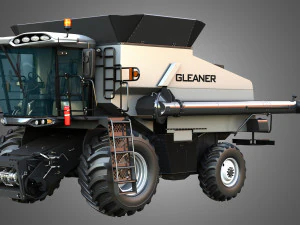 S96 Combine with Corn Harvester Head 3D Model