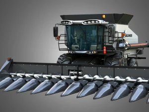 S96 Combine with Corn Harvester Head 3D Model