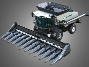 S96 Combine with Corn Harvester Head 3D Model