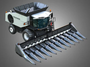S96 Combine with Corn Harvester Head 3D Model