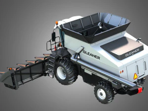 S96 Combine with Corn Harvester Head 3D Model